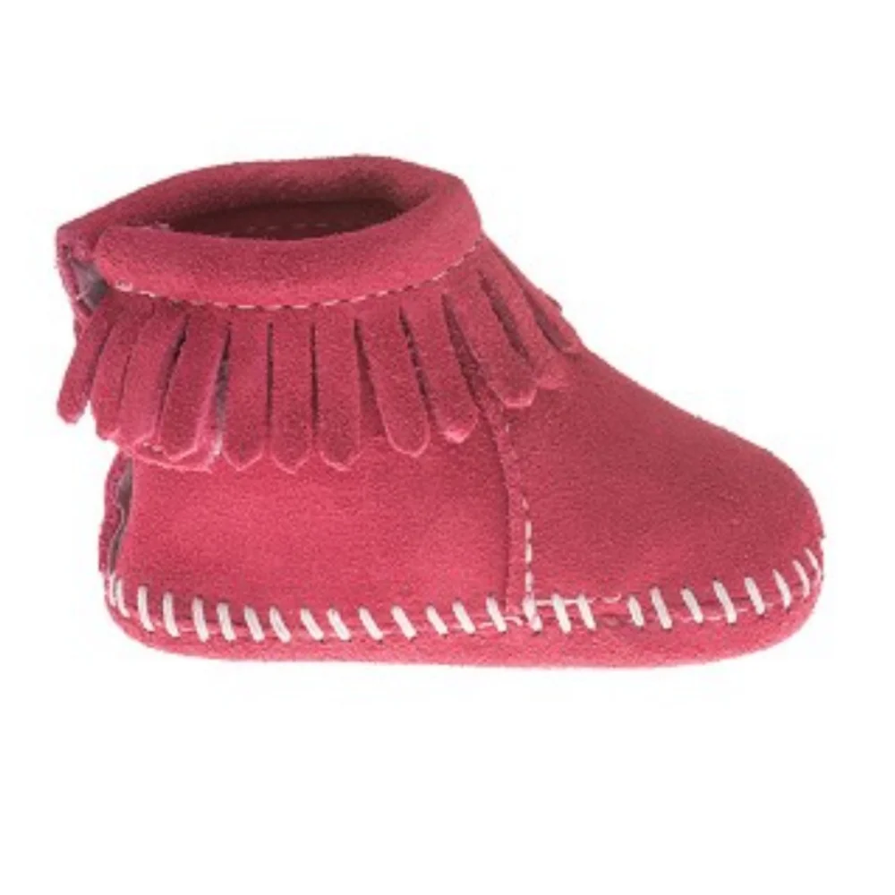 Minnetonka pink suede natural leather baby moccasins
